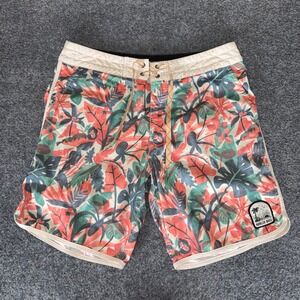 Howler Brothers Tropical Print Hybrid Shorts - Red, Green, Tan